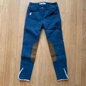 The Tailored Sportsman Girls’ Peacock Blue Knee Patch Breeches